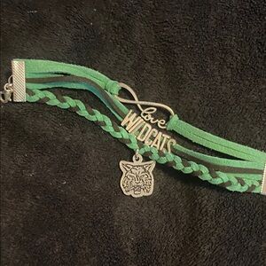 Green Wildcats Bracelet with Charm
